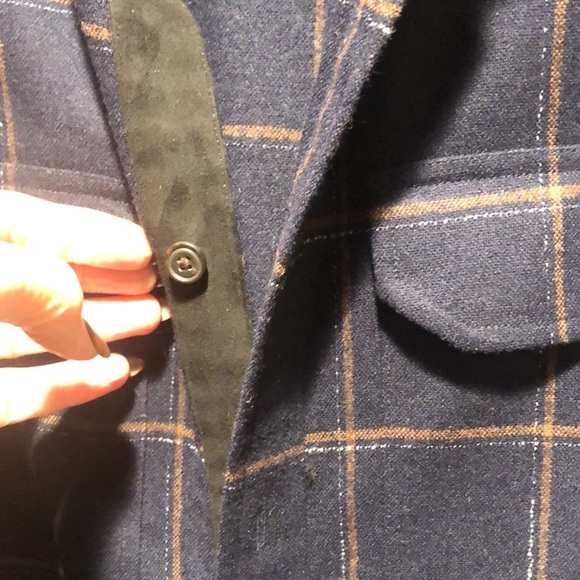 NWT Vince Mens wool blend plaid shirt jacket multi pocket navy main L - Picture 4 of 11